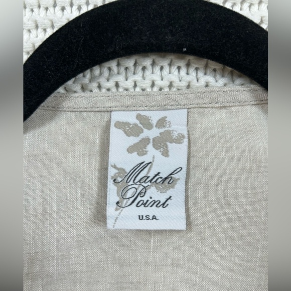 Vintage Match Point Cream Linen Drape Vest. Size Medium. - Picture 3 of 7